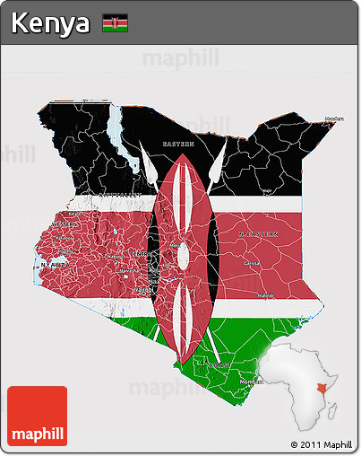Flag 3D Map of Kenya