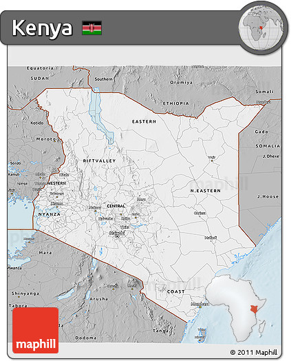 Gray 3D Map of Kenya