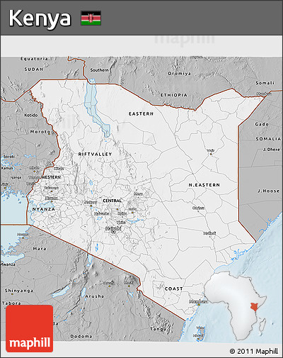 Gray 3D Map of Kenya