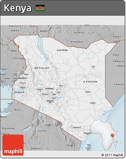 Gray 3D Map of Kenya