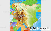 Physical 3D Map of Kenya, political outside