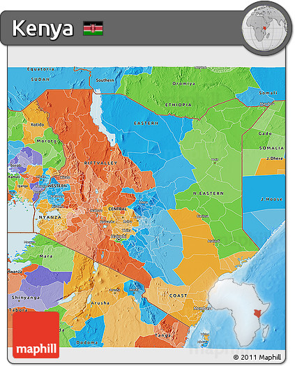 Political 3D Map of Kenya