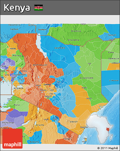 Political 3D Map of Kenya