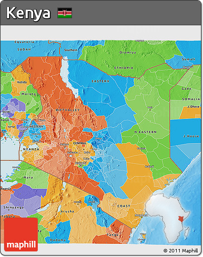 Political 3D Map of Kenya