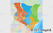 Political 3D Map of Kenya, lighten, land only