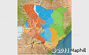 Political 3D Map of Kenya, satellite outside