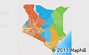 Political 3D Map of Kenya, single color outside, bathymetry sea
