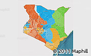 Political 3D Map of Kenya, single color outside, satellite sea