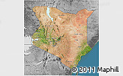 Satellite 3D Map of Kenya, desaturated, land only