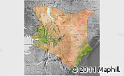 Satellite 3D Map of Kenya, desaturated