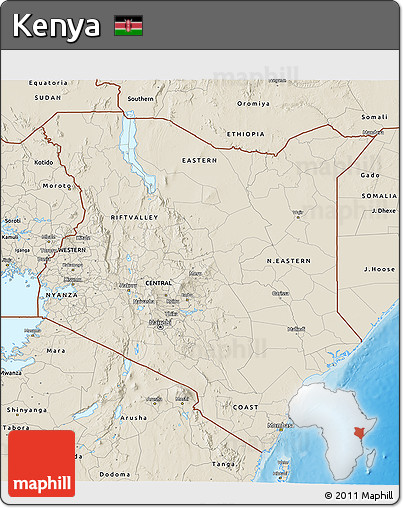 Shaded Relief 3D Map of Kenya