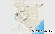Shaded Relief 3D Map of Kenya, lighten, land only
