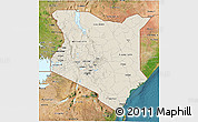 Shaded Relief 3D Map of Kenya, satellite outside