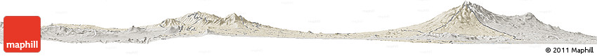 Shaded Relief Horizon Map of CENTRAL, semi-desaturated