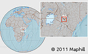 Gray Location Map of KIKUYU, highlighted grandparent region, hill shading