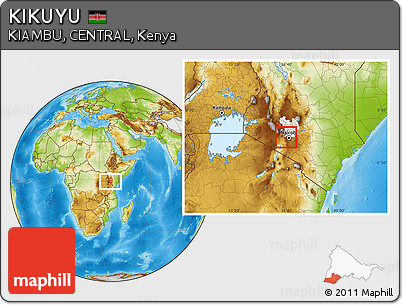 Physical Location Map of KIKUYU, highlighted grandparent region