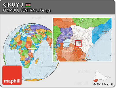 Political Location Map of KIKUYU, highlighted country, highlighted grandparent region, within the entire country