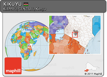 Political Location Map of KIKUYU, highlighted country, highlighted grandparent region