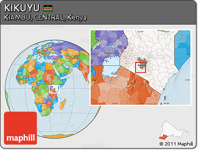 Political Location Map of KIKUYU, highlighted country, highlighted grandparent region