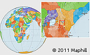 Political Location Map of KIKUYU, highlighted grandparent region, within the entire country