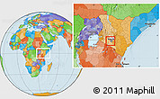 Political Location Map of KIKUYU, highlighted parent region, highlighted grandparent region, within the entire country