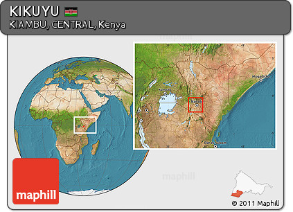 Satellite Location Map of KIKUYU, within the entire country
