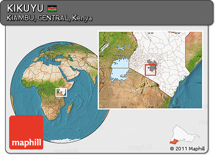 Satellite Location Map of KIKUYU, highlighted country, highlighted grandparent region