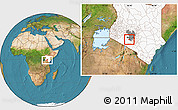 Satellite Location Map of KIKUYU, highlighted country, highlighted grandparent region