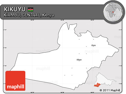 Silver Style Simple Map of KIKUYU, cropped outside