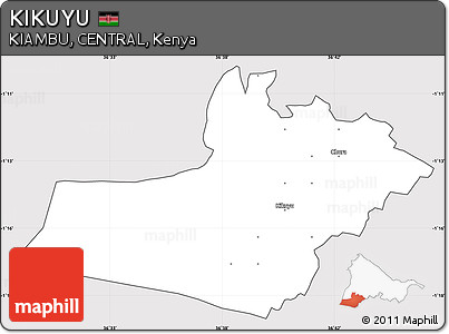 Silver Style Simple Map of KIKUYU, cropped outside