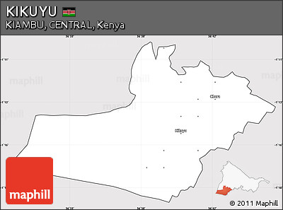 Silver Style Simple Map of KIKUYU, cropped outside