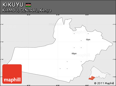 Silver Style Simple Map of KIKUYU, single color outside
