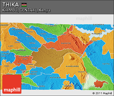 Physical 3D Map of THIKA, political outside