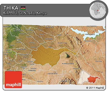 Physical 3D Map of THIKA, satellite outside