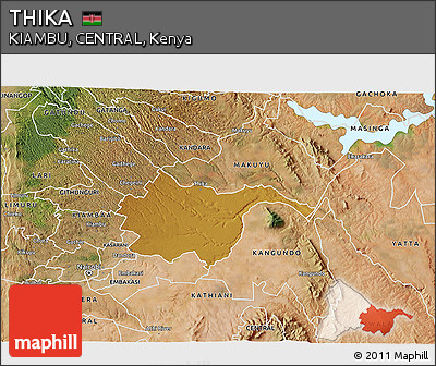 Physical 3D Map of THIKA, satellite outside