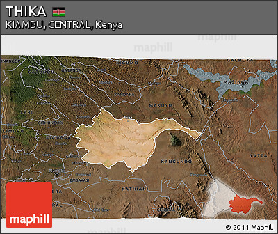 Satellite 3D Map of THIKA, darken