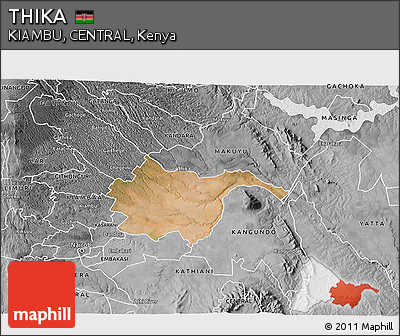 Satellite 3D Map of THIKA, desaturated