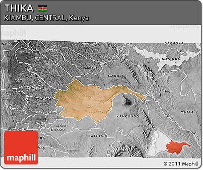 Satellite 3D Map of THIKA, desaturated