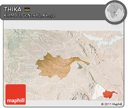 Satellite 3D Map of THIKA, lighten