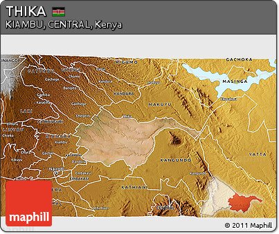 Satellite 3D Map of THIKA, physical outside
