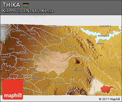 Satellite 3D Map of THIKA, physical outside