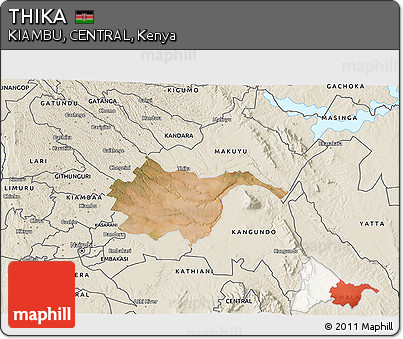 Satellite 3D Map of THIKA, shaded relief outside