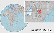 Gray Location Map of THIKA, highlighted grandparent region, hill shading