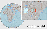 Gray Location Map of THIKA, highlighted parent region, hill shading