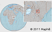 Gray Location Map of THIKA, hill shading
