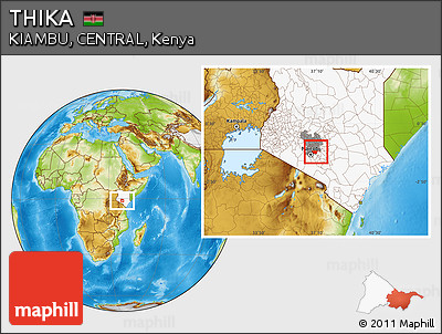 Physical Location Map of THIKA, highlighted country, highlighted grandparent region