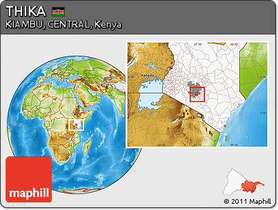 Physical Location Map of THIKA, highlighted country, highlighted grandparent region