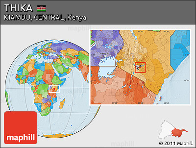 Political Location Map of THIKA, highlighted parent region