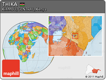 Political Location Map of THIKA, highlighted parent region
