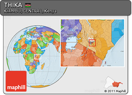 Political Location Map of THIKA, highlighted parent region, highlighted grandparent region
